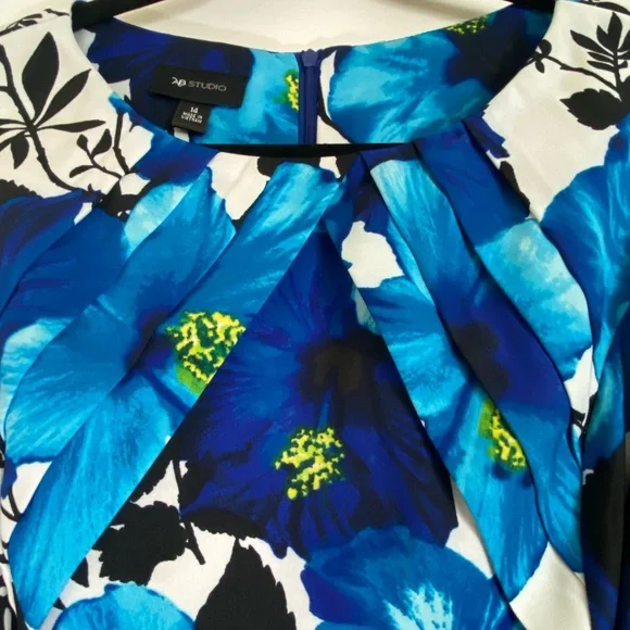 Sleeveless AB Studio Blue Floral Dress - Picture 14 of 16
